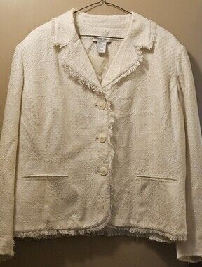 Chic Ivory Women's Tweed Jacket -and Skirt  Classic Button Front
